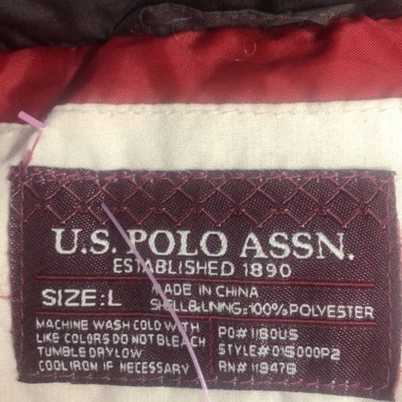 U.S. POLO Assn. Brown Puffer Vet w Removable Faux Fur Hood | Size L - Picture 9 of 10